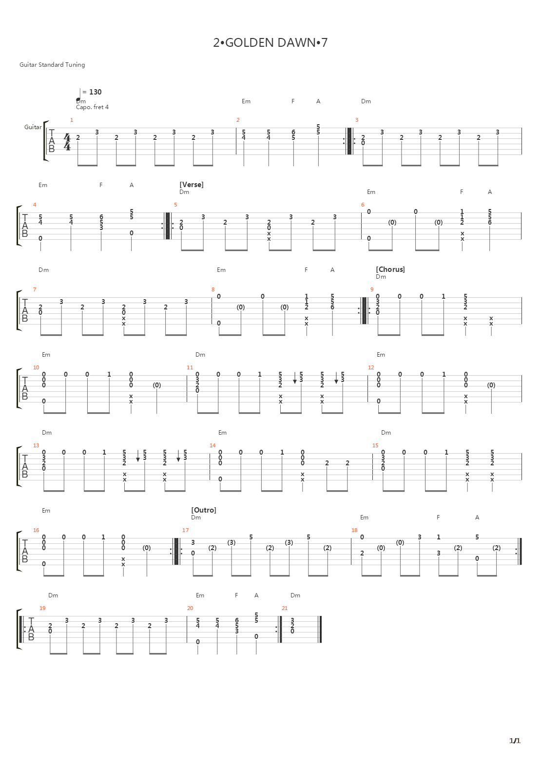 2 Golden Dawn 7吉他谱