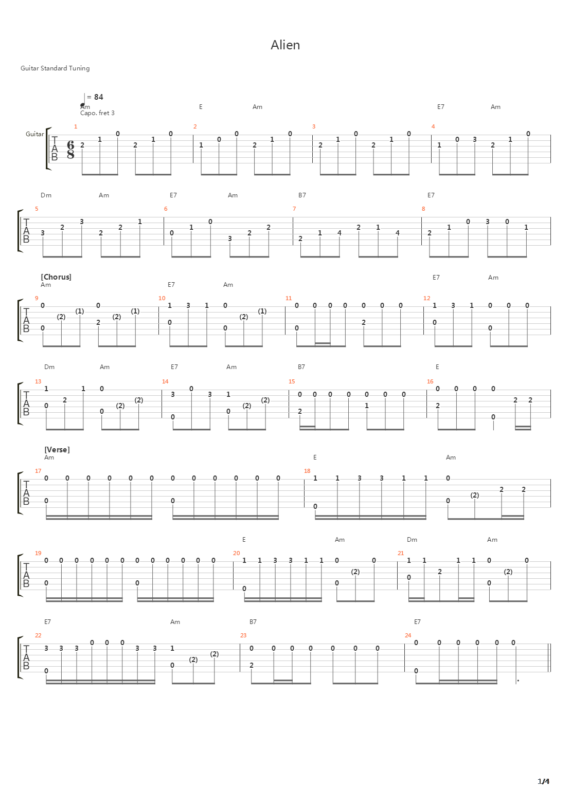 Alien吉他谱