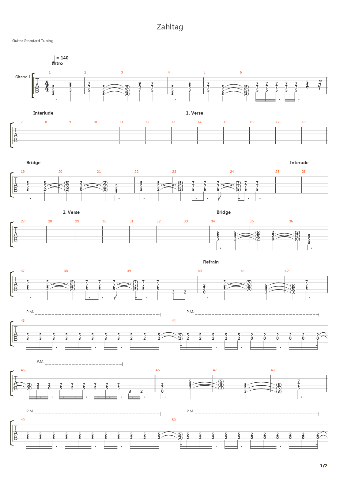 Zahltag吉他谱