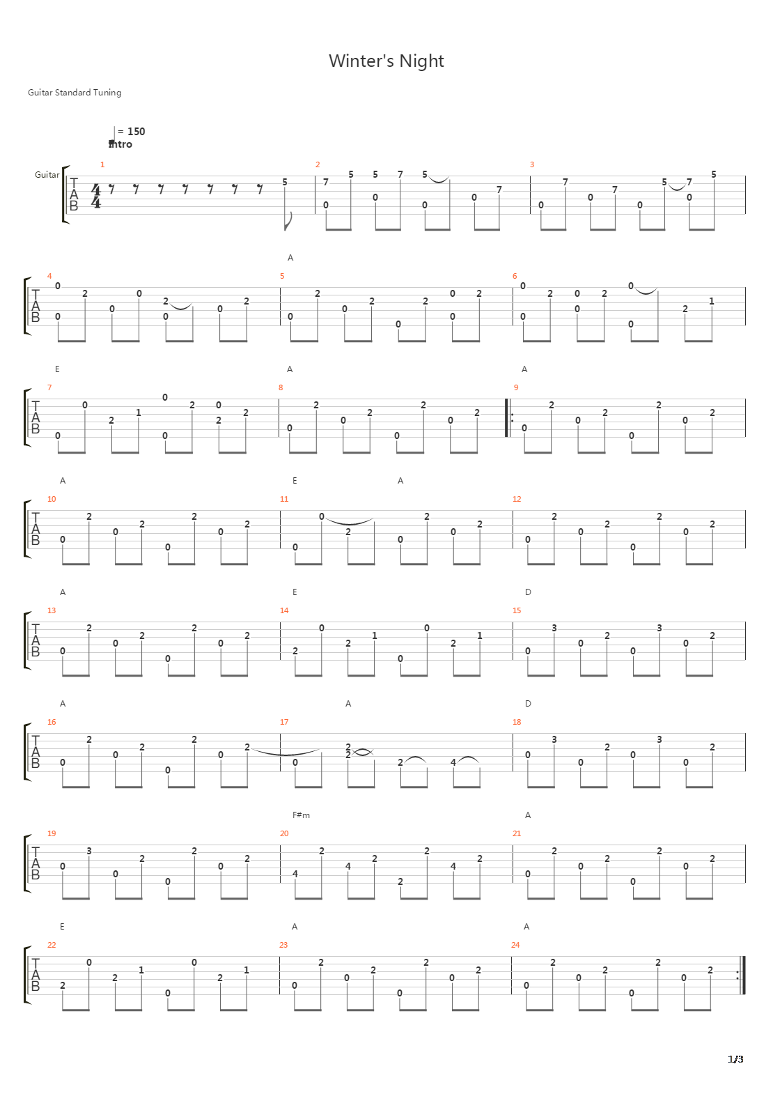 Winters Night吉他谱