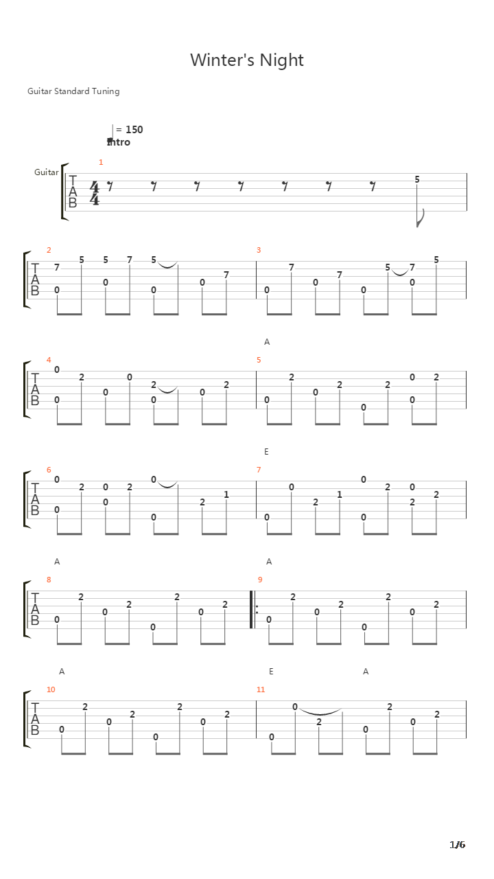 Winters Night吉他谱