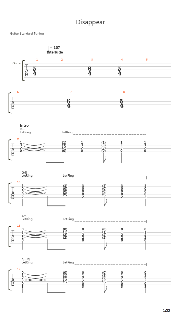 Disappear吉他谱