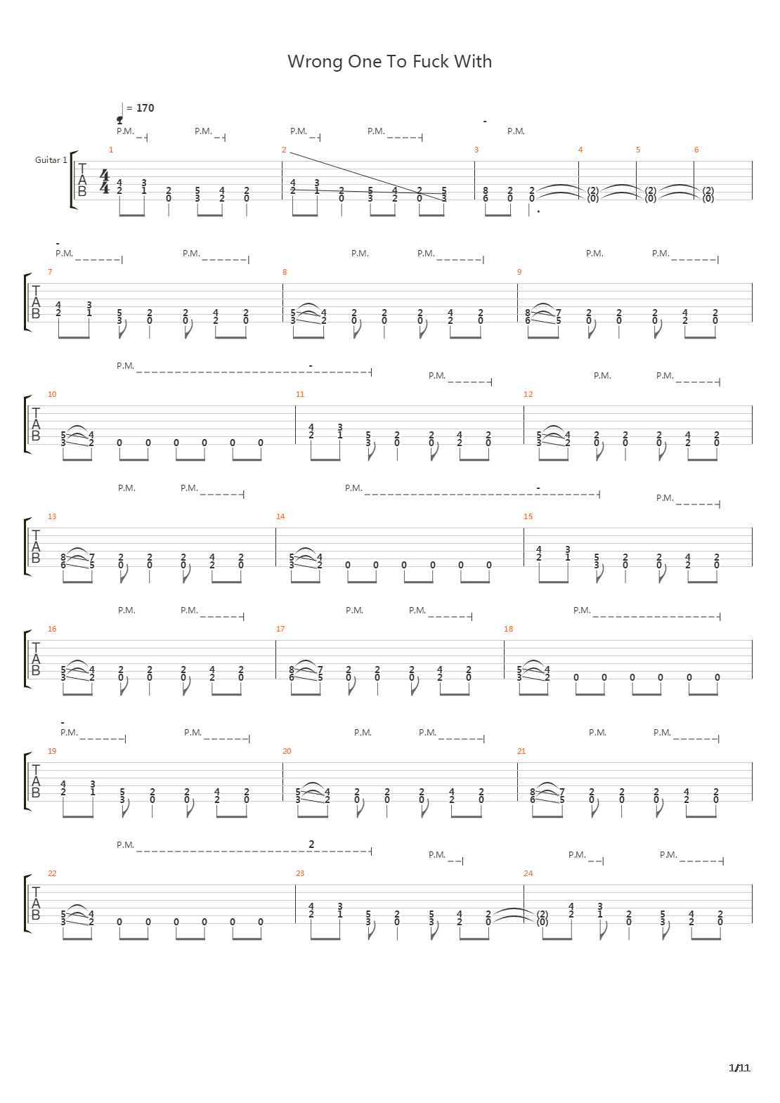 Wrong One To Fuck With吉他谱