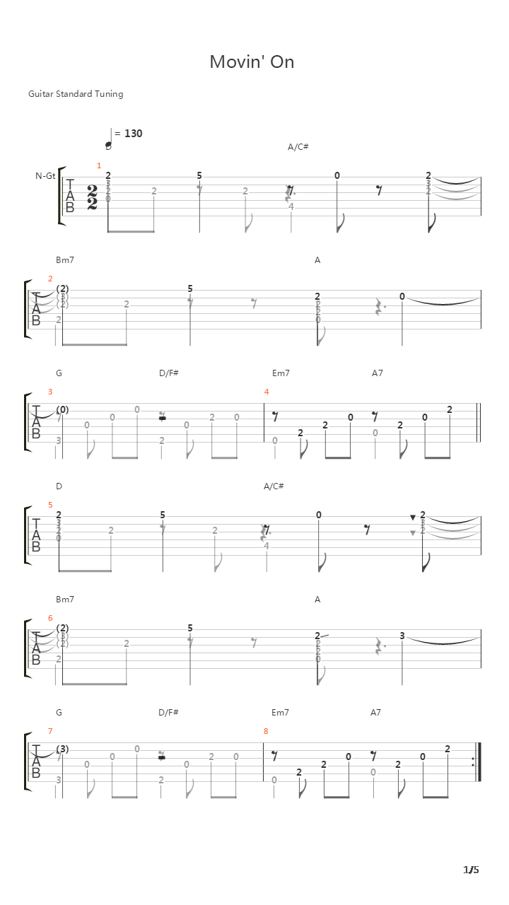 Movin On吉他谱