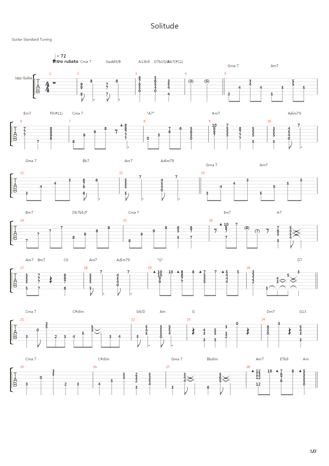Solitude吉他谱