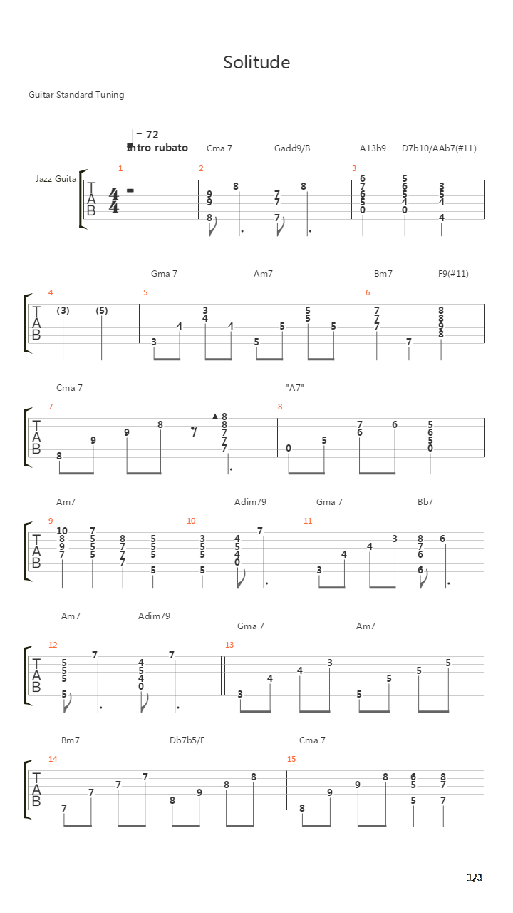 Solitude吉他谱