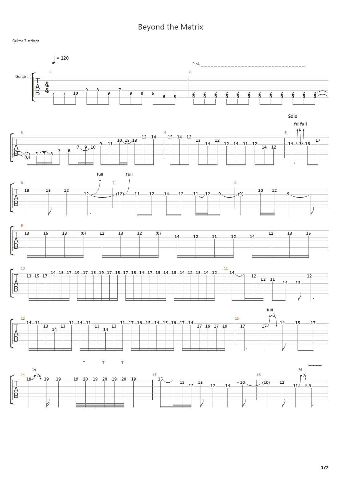 Beyond The Matrix吉他谱