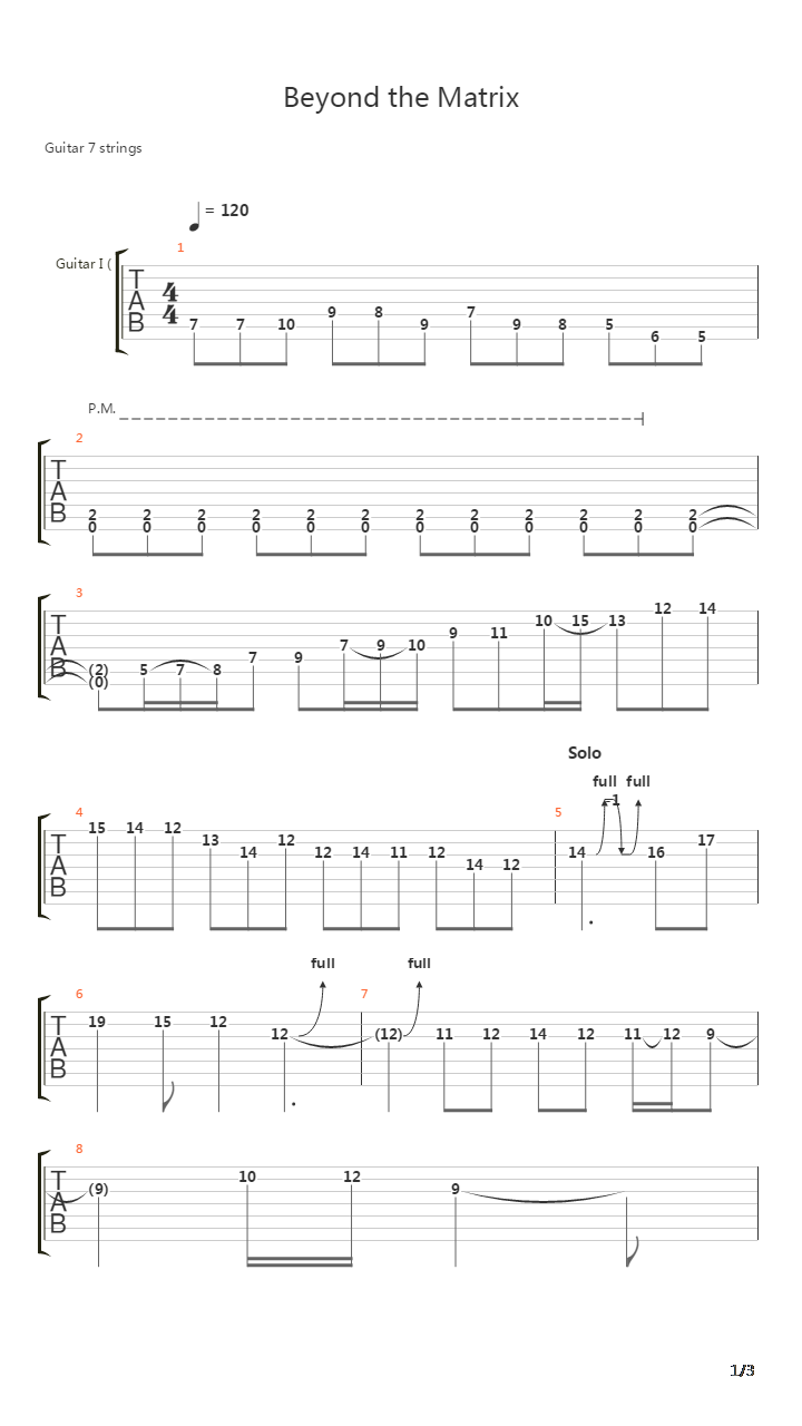 Beyond The Matrix吉他谱