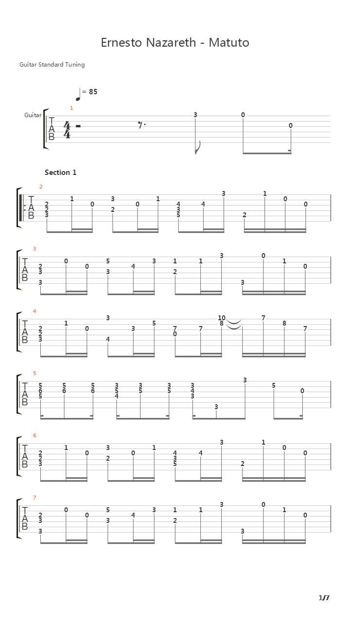 Matuto吉他谱