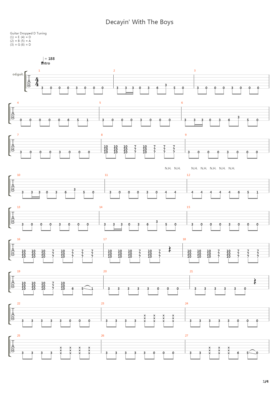 Decayin With The Boys吉他谱