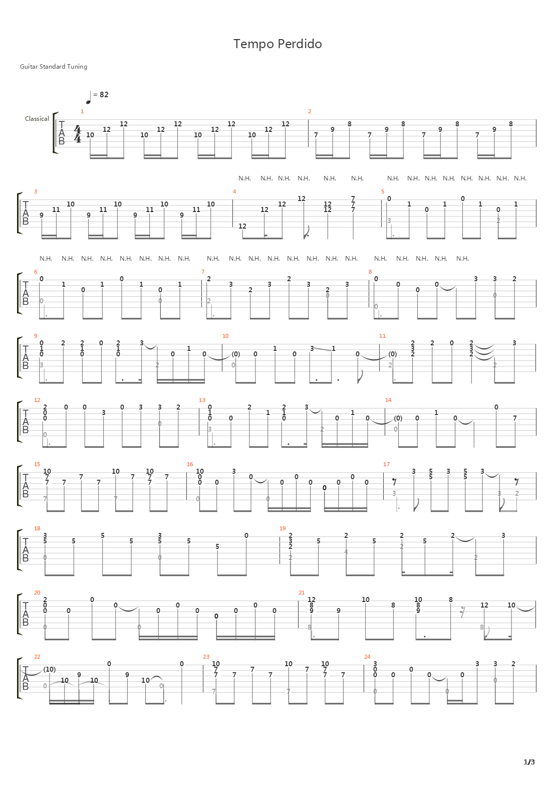 Tempo Perdido吉他谱
