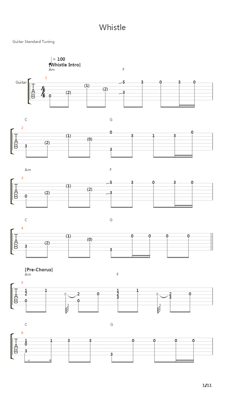 Whistle吉他谱