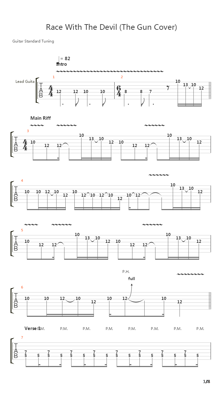 Race With The Devil吉他谱