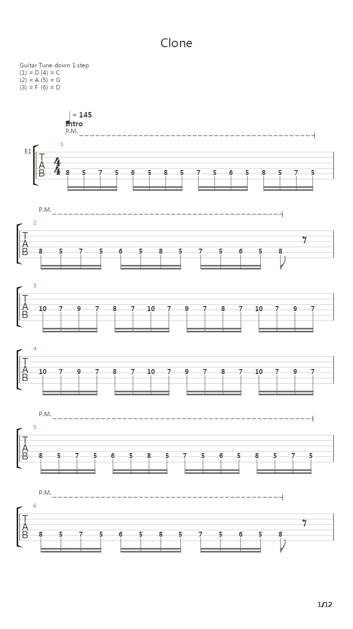 Clone吉他谱