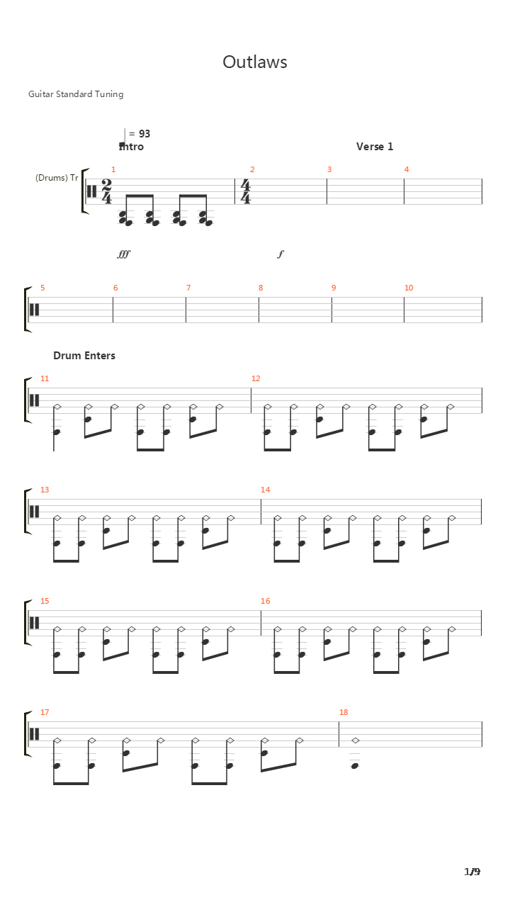 Outlaws吉他谱