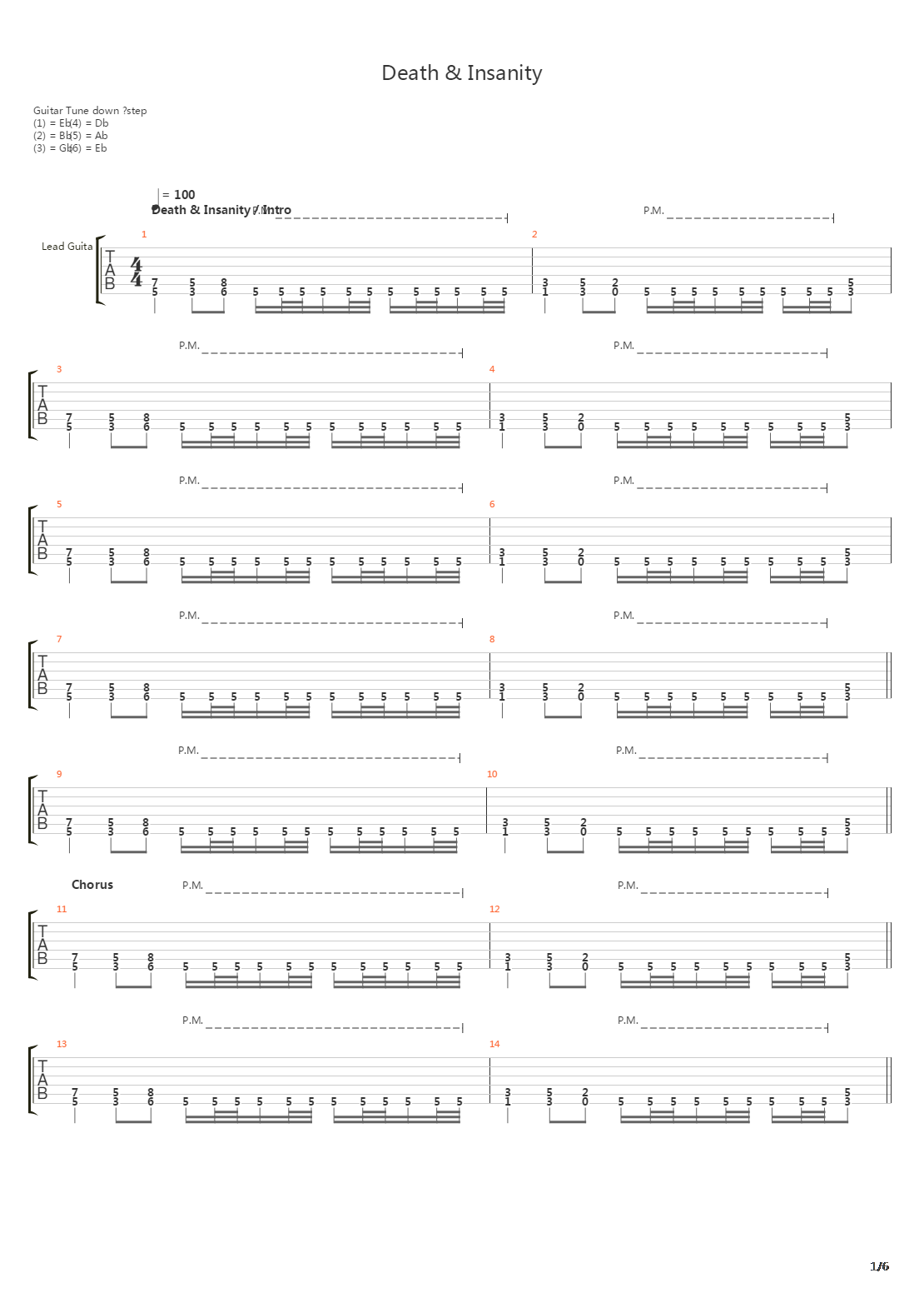 Death And Insanity吉他谱