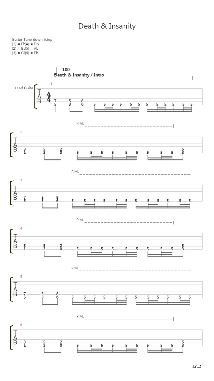 Death And Insanity吉他谱