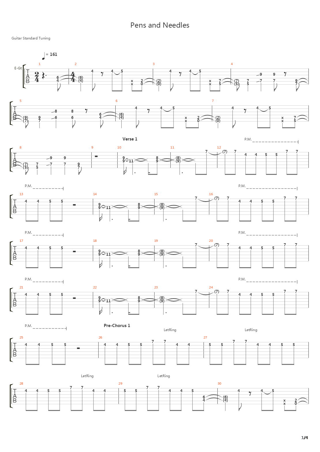 Pens And Needles吉他谱