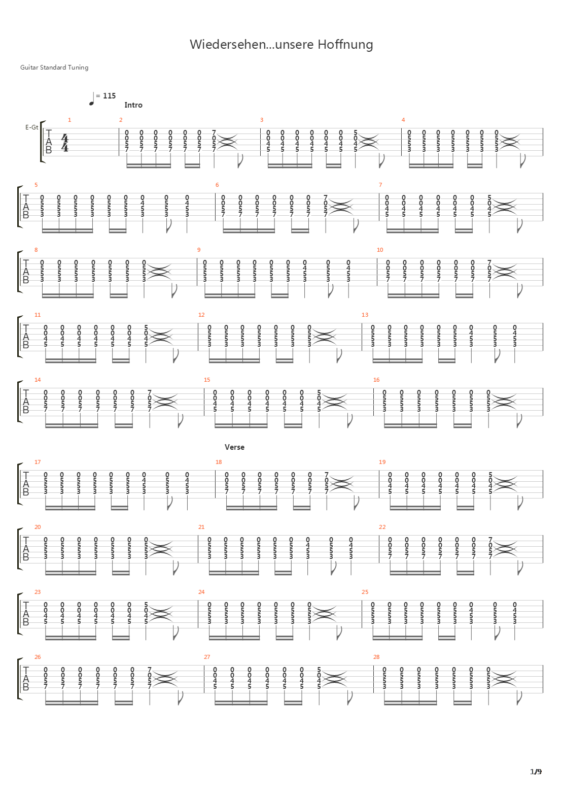 Wiedersehen - Unsere Hoffnung吉他谱
