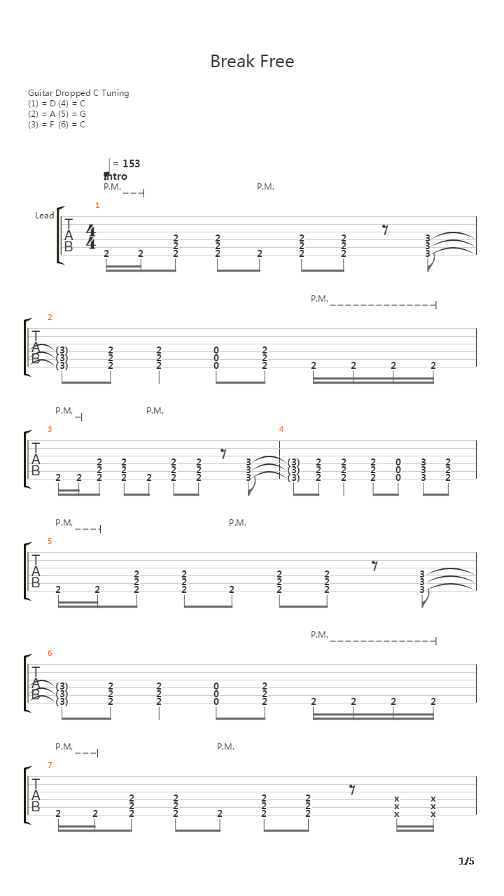 Break Free吉他谱