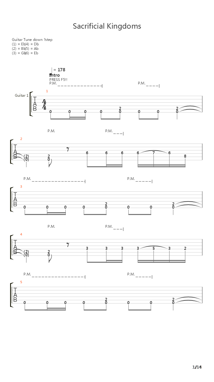 Sacrificial Kingdoms吉他谱