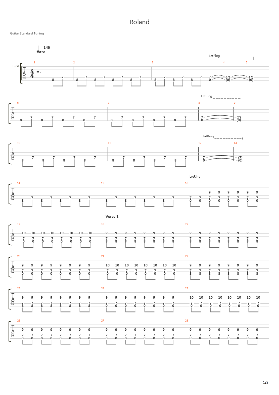 Roland吉他谱