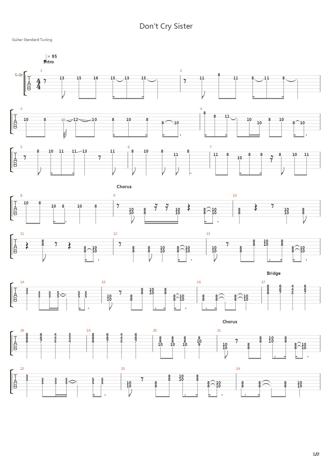 Dont Cry Sister吉他谱