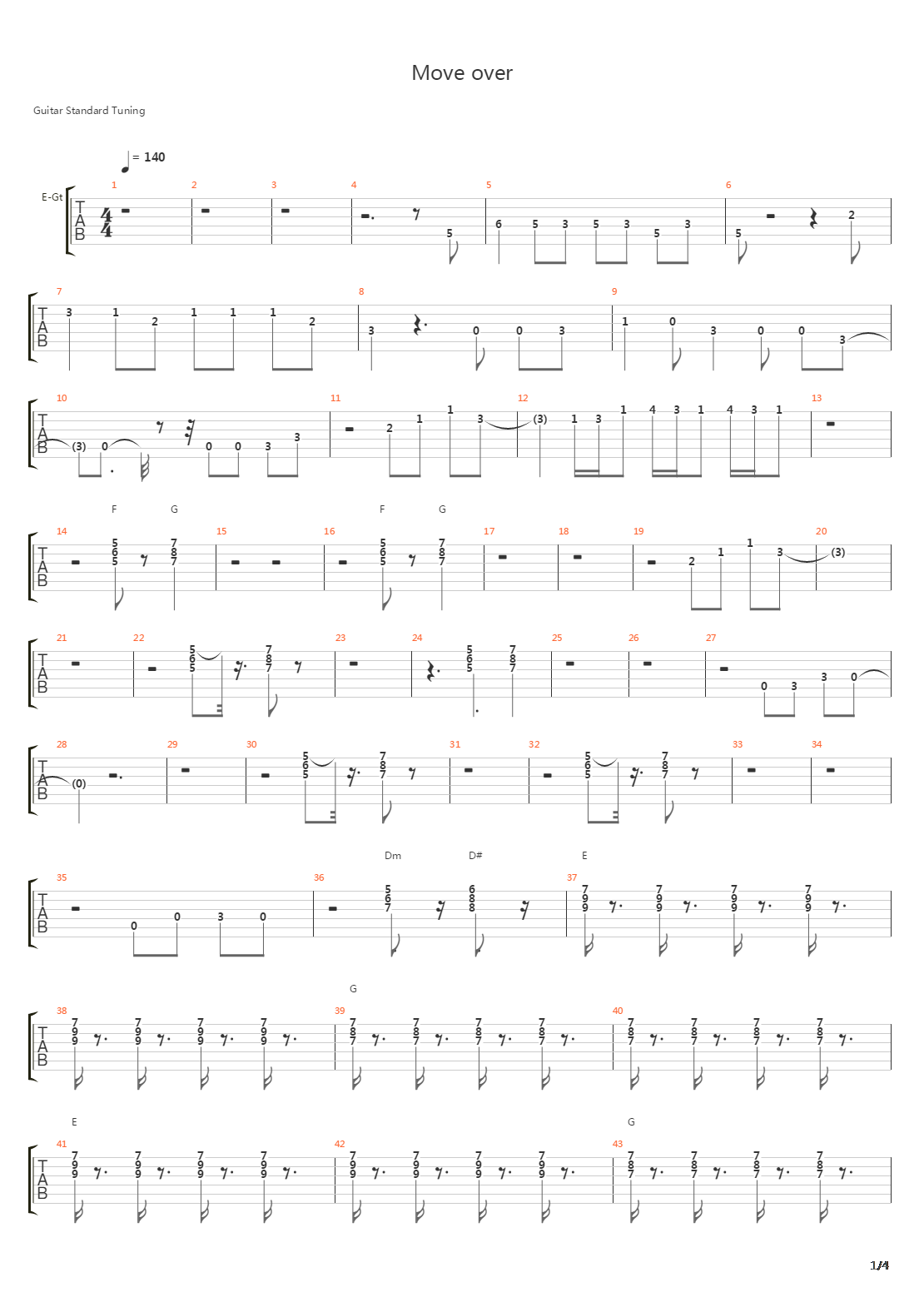 Move Over吉他谱
