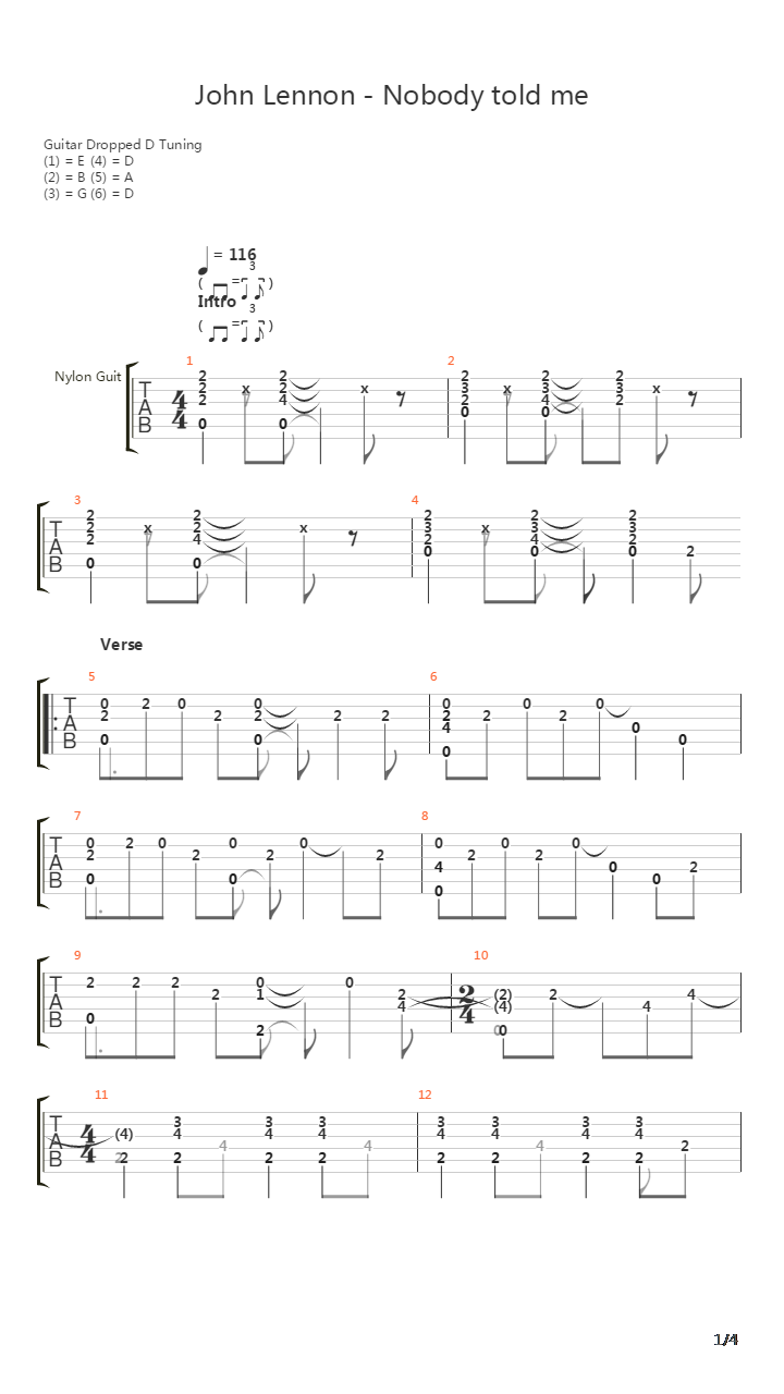 Nobody Told Me吉他谱