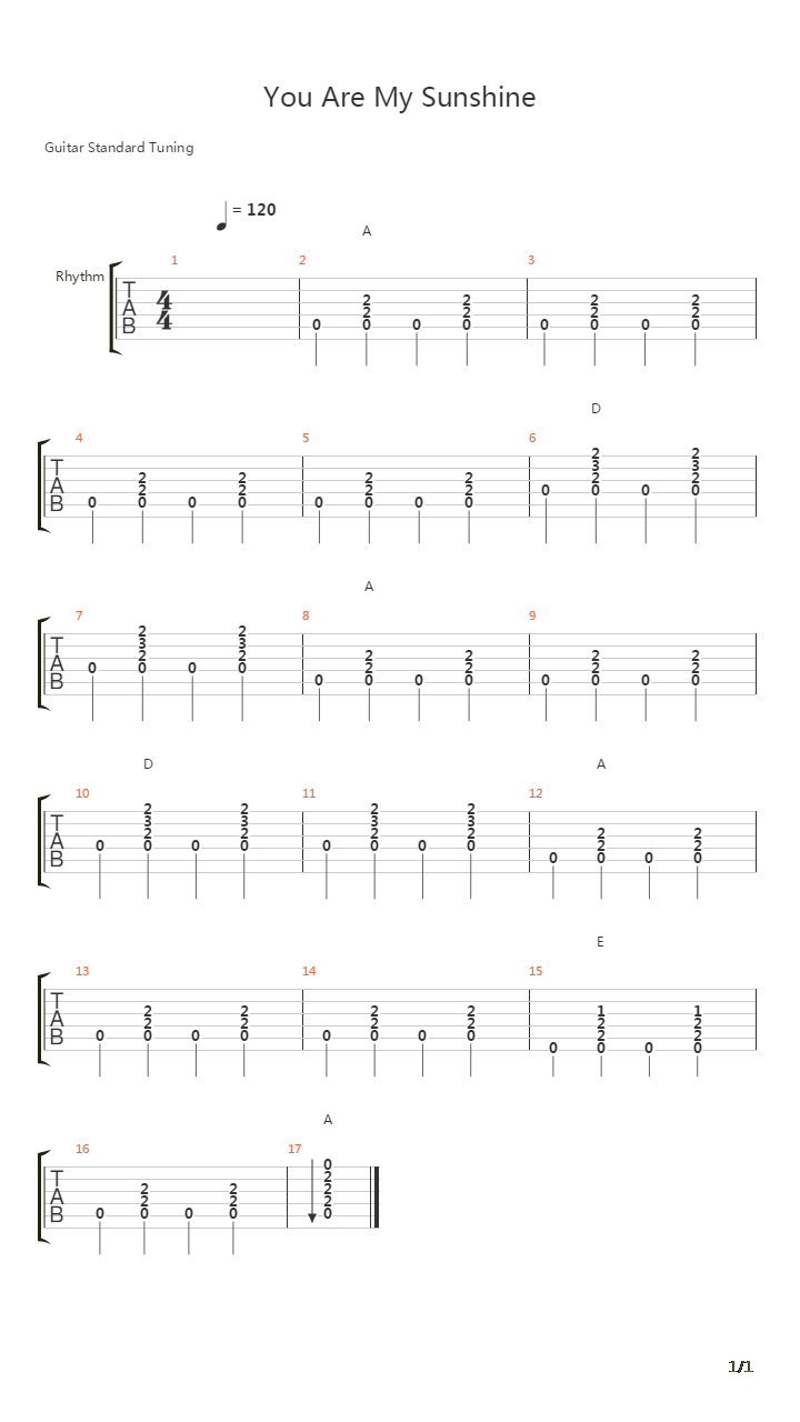 You Are My Sunshine吉他谱