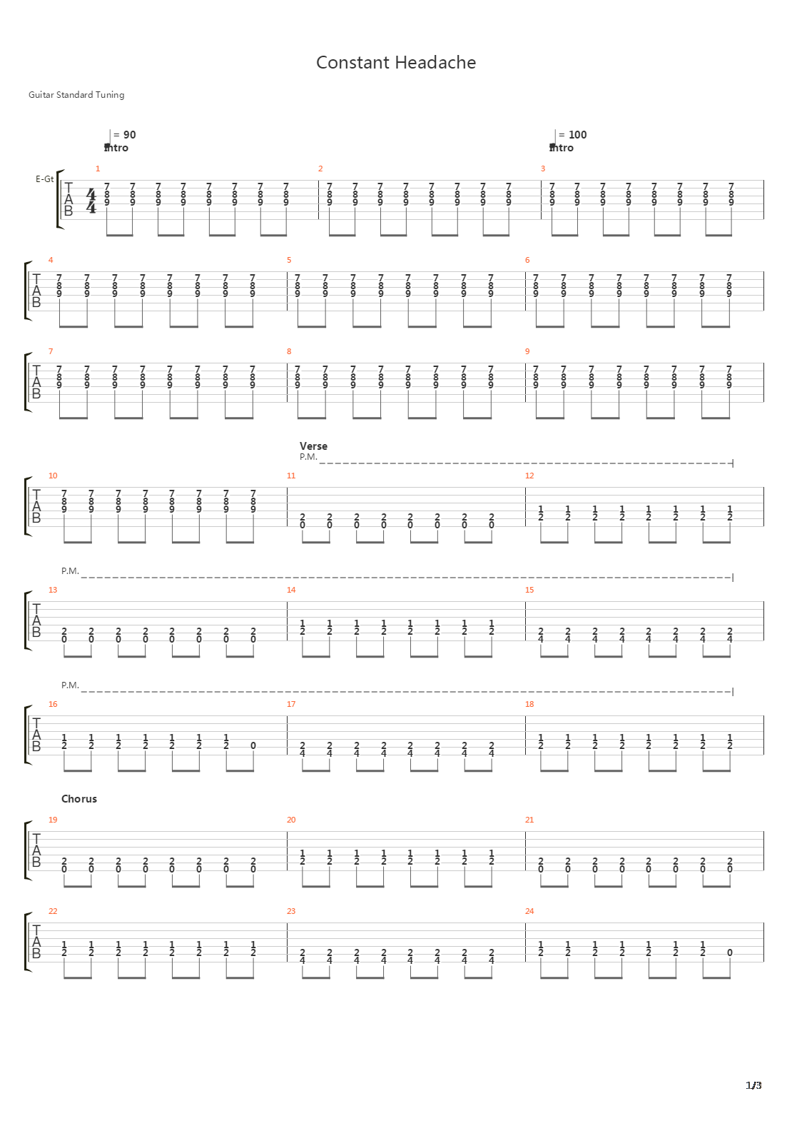 Constant Headache吉他谱