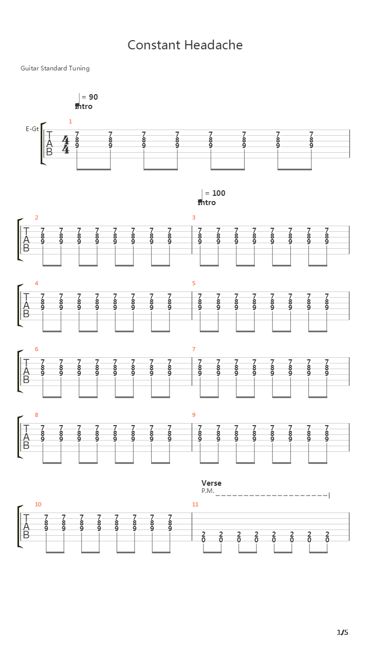 Constant Headache吉他谱