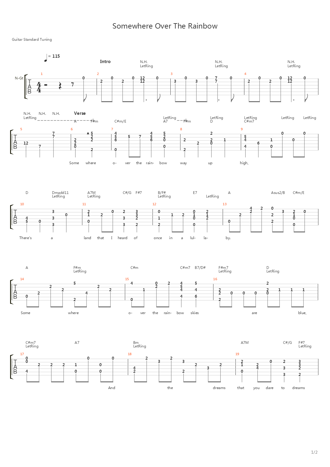 Over The Rainbow吉他谱