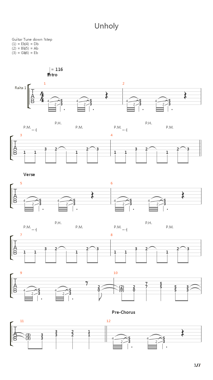 Unholy吉他谱