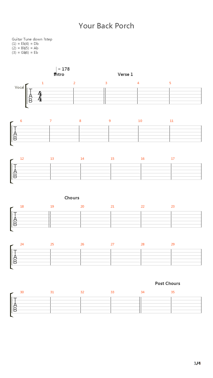 Your Back Porch吉他谱