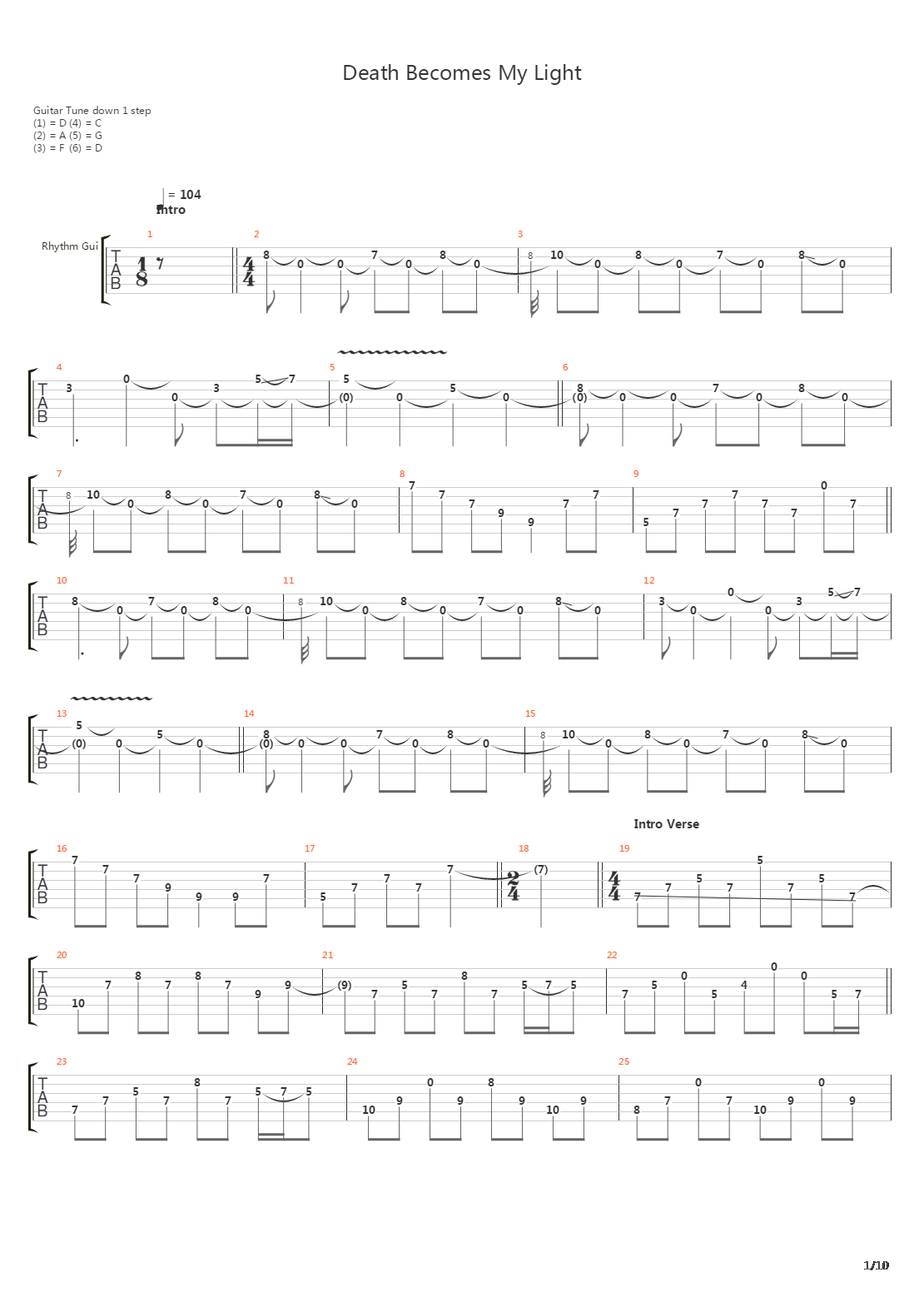 Death Becomes My Light吉他谱