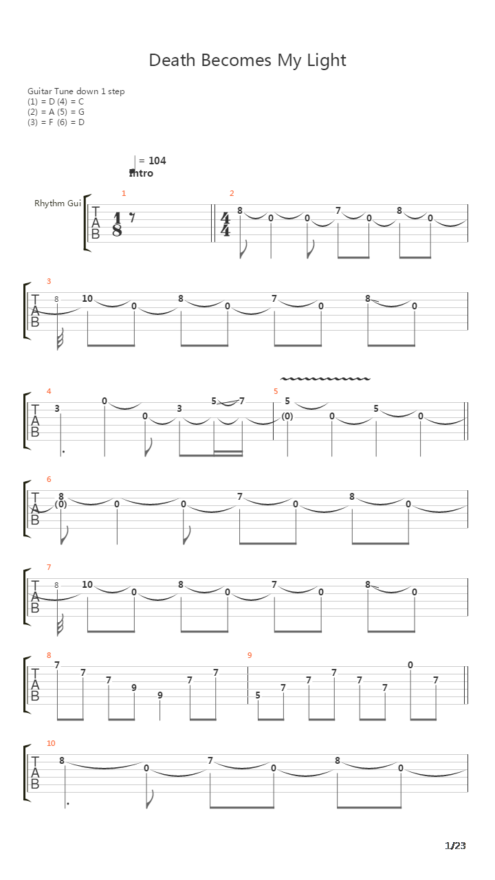 Death Becomes My Light吉他谱