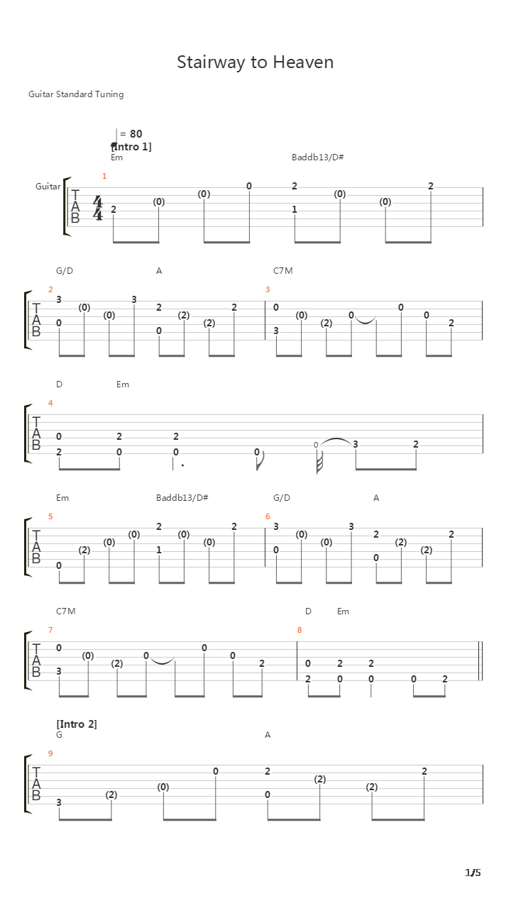 Stairway To Heaven吉他谱