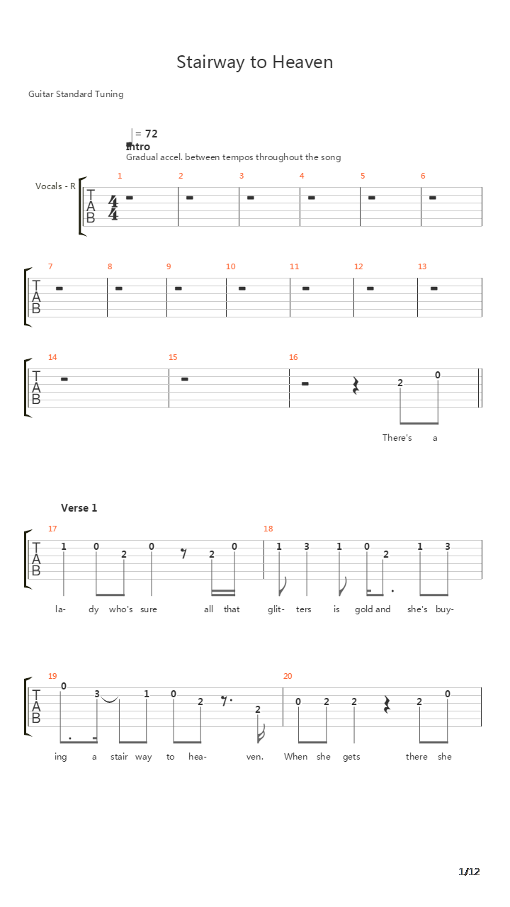 Stairway To Heaven吉他谱