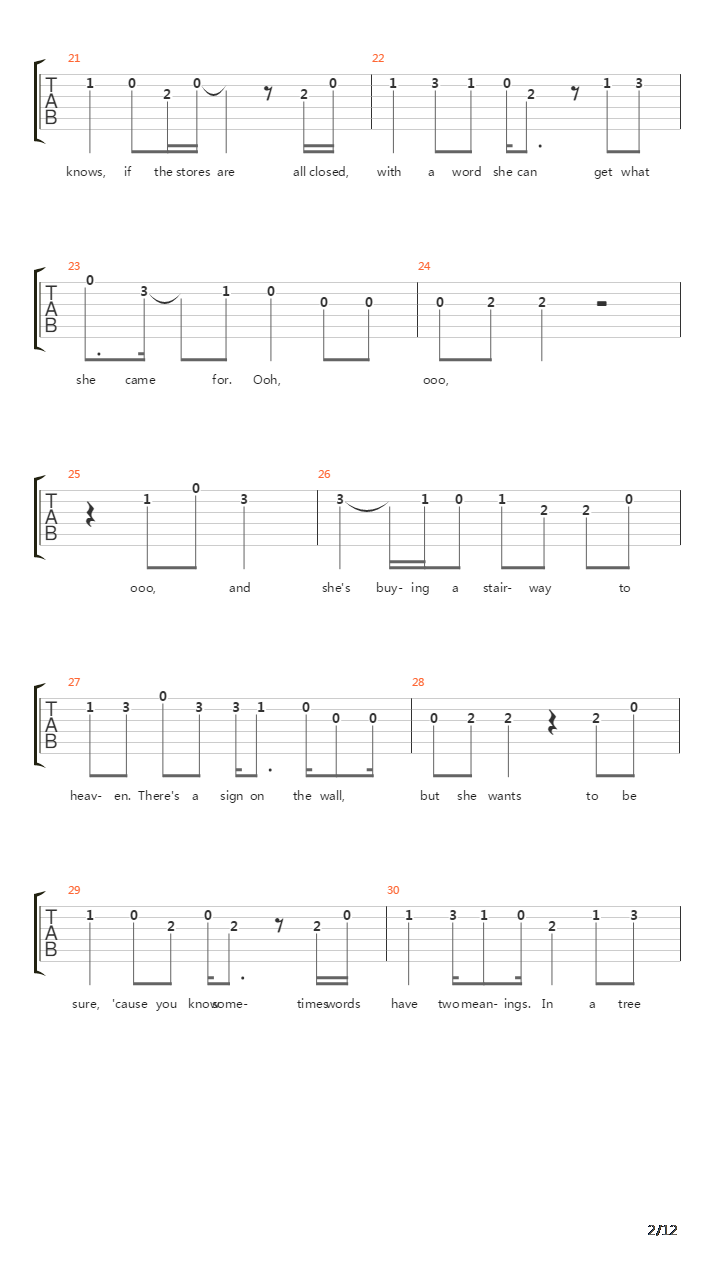 Stairway To Heaven吉他谱