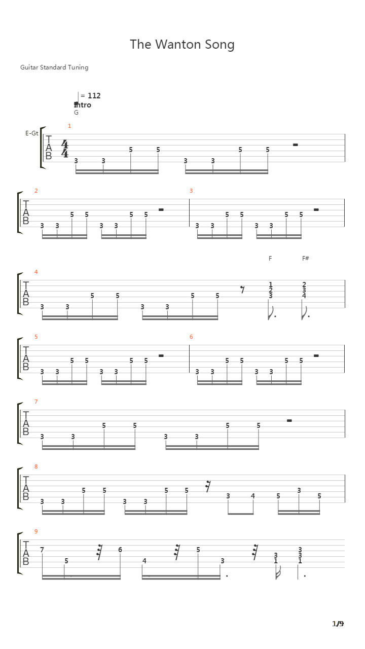 The Wanton Song吉他谱