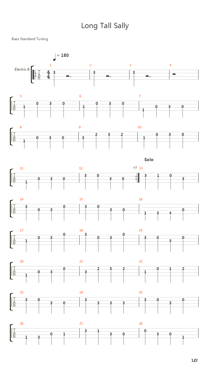 Long Tall Sally吉他谱