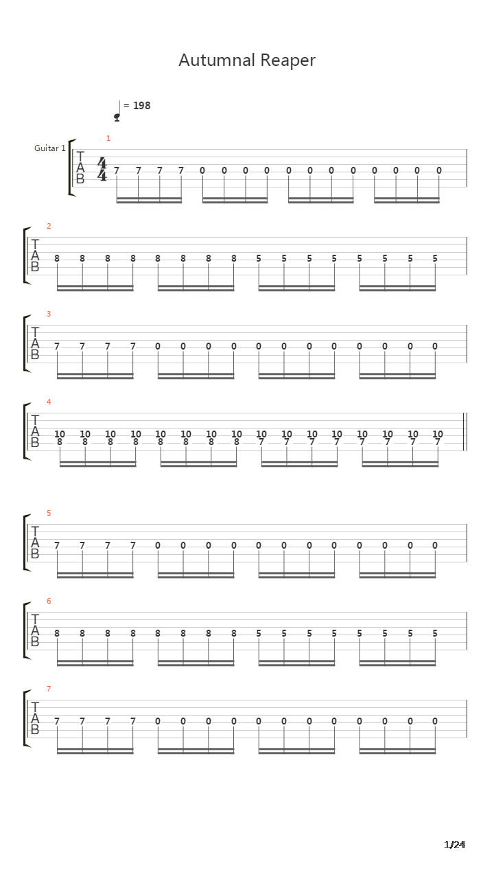 Autumnal Reaper吉他谱