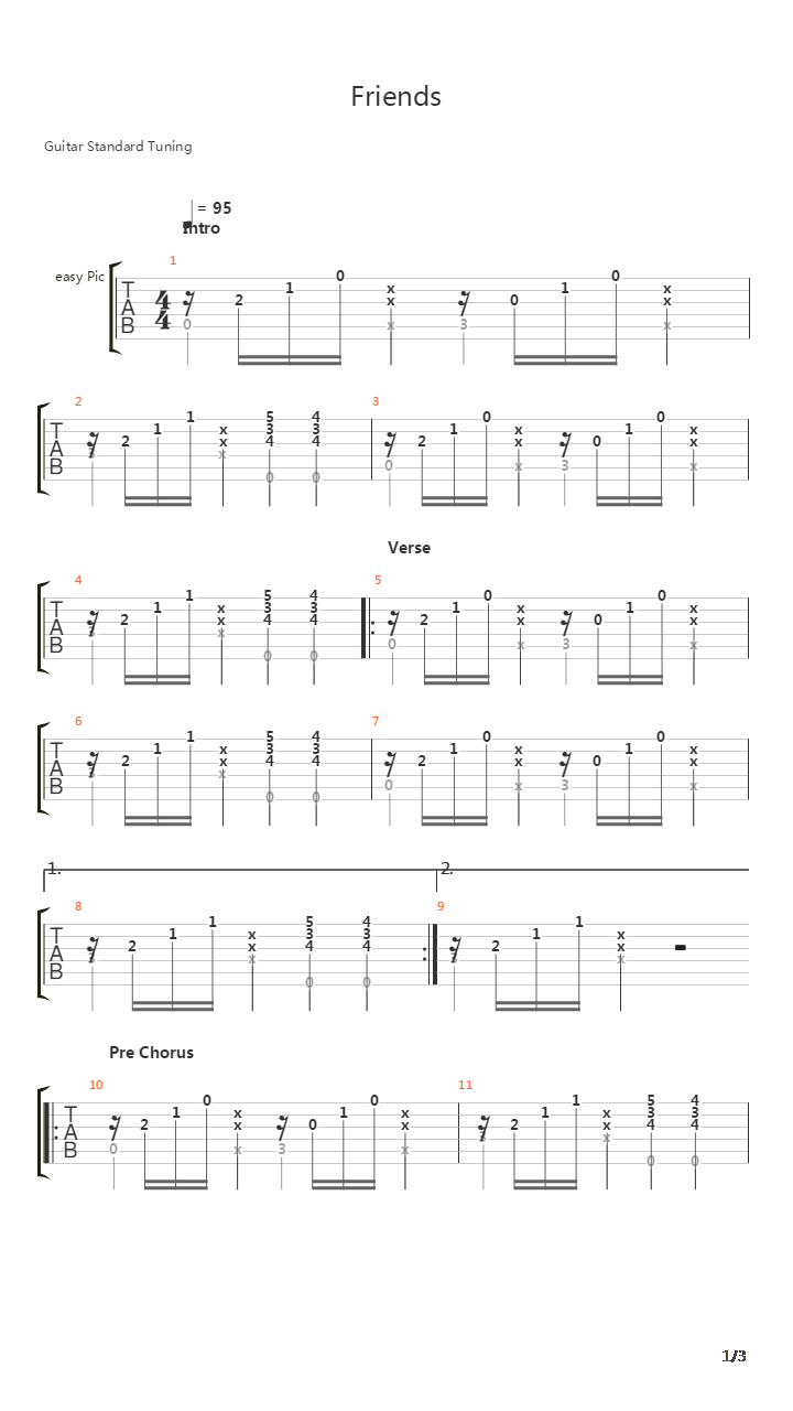 Friends吉他谱