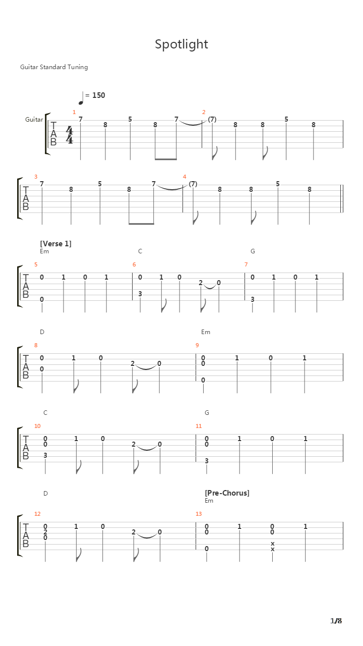 Spotlight吉他谱
