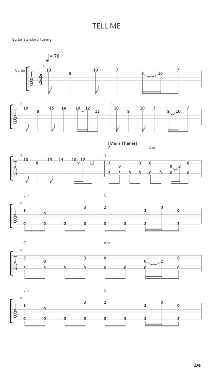 Tell Me吉他谱