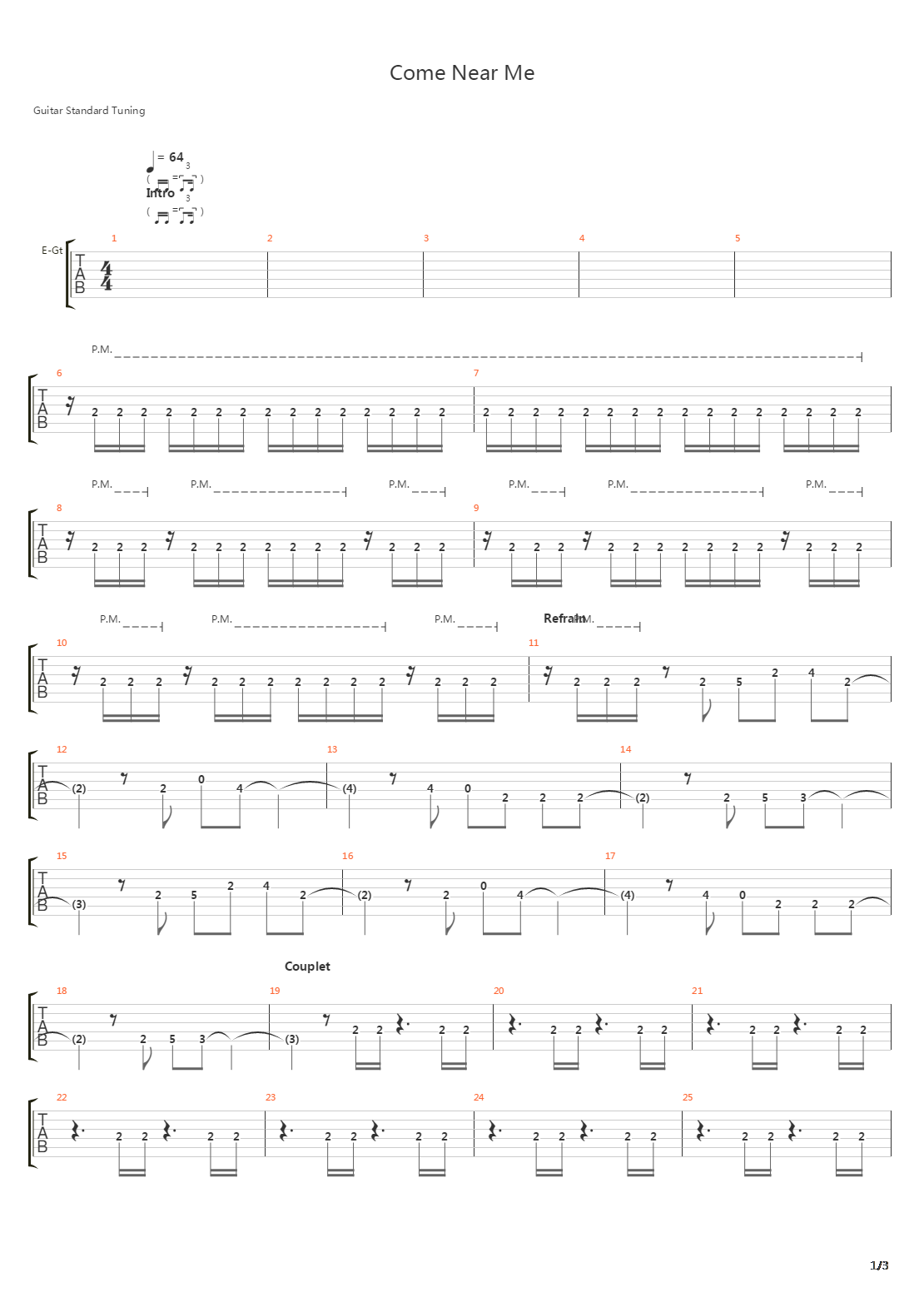 Come Near Me吉他谱