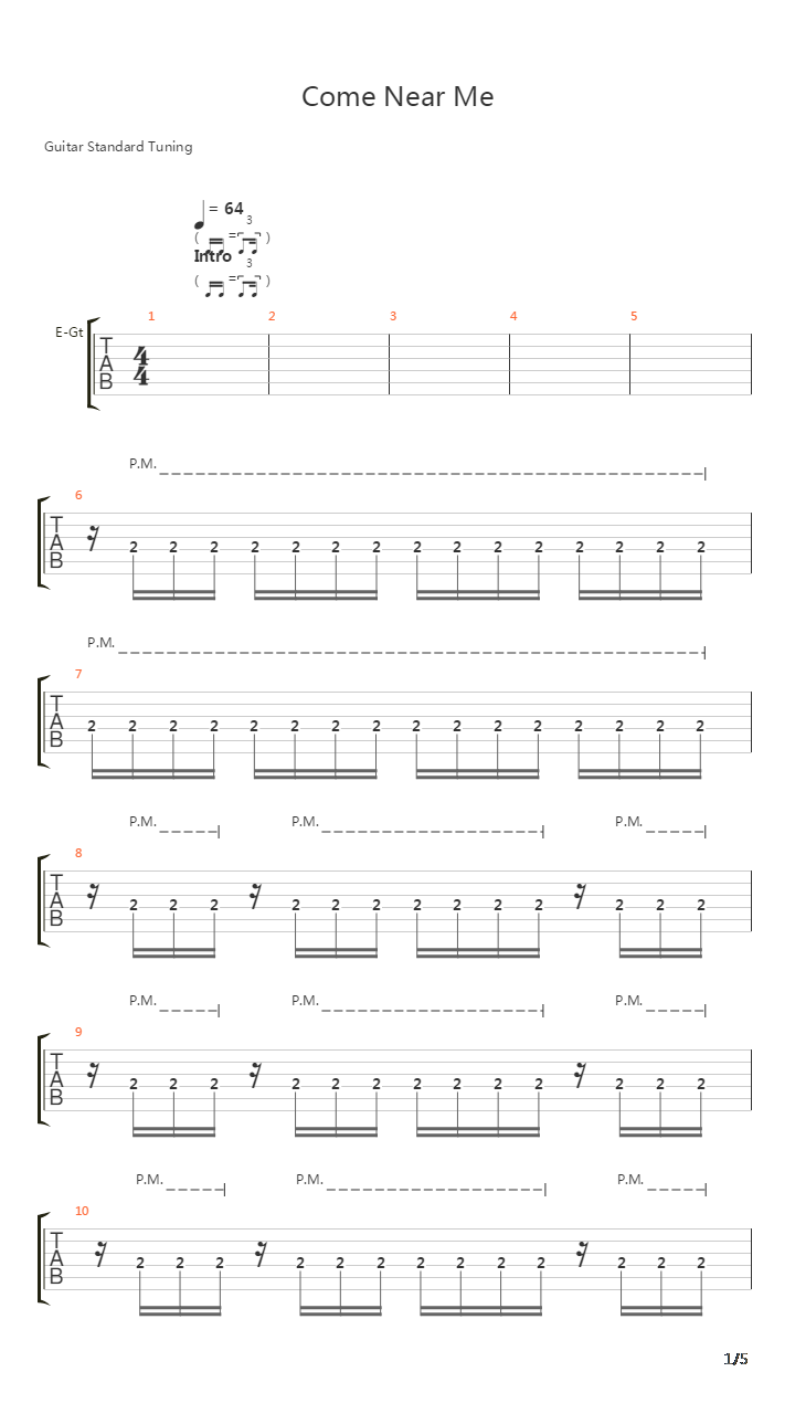 Come Near Me吉他谱