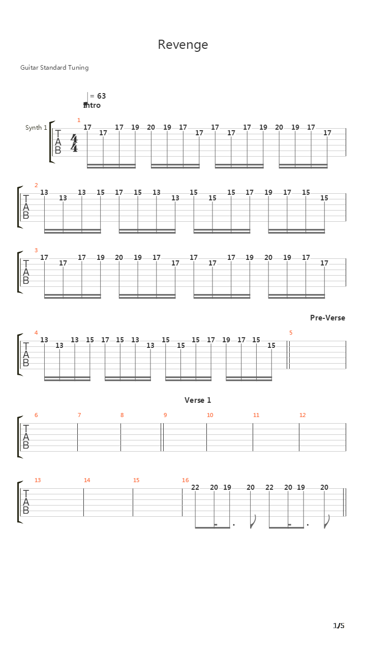 Revenge吉他谱