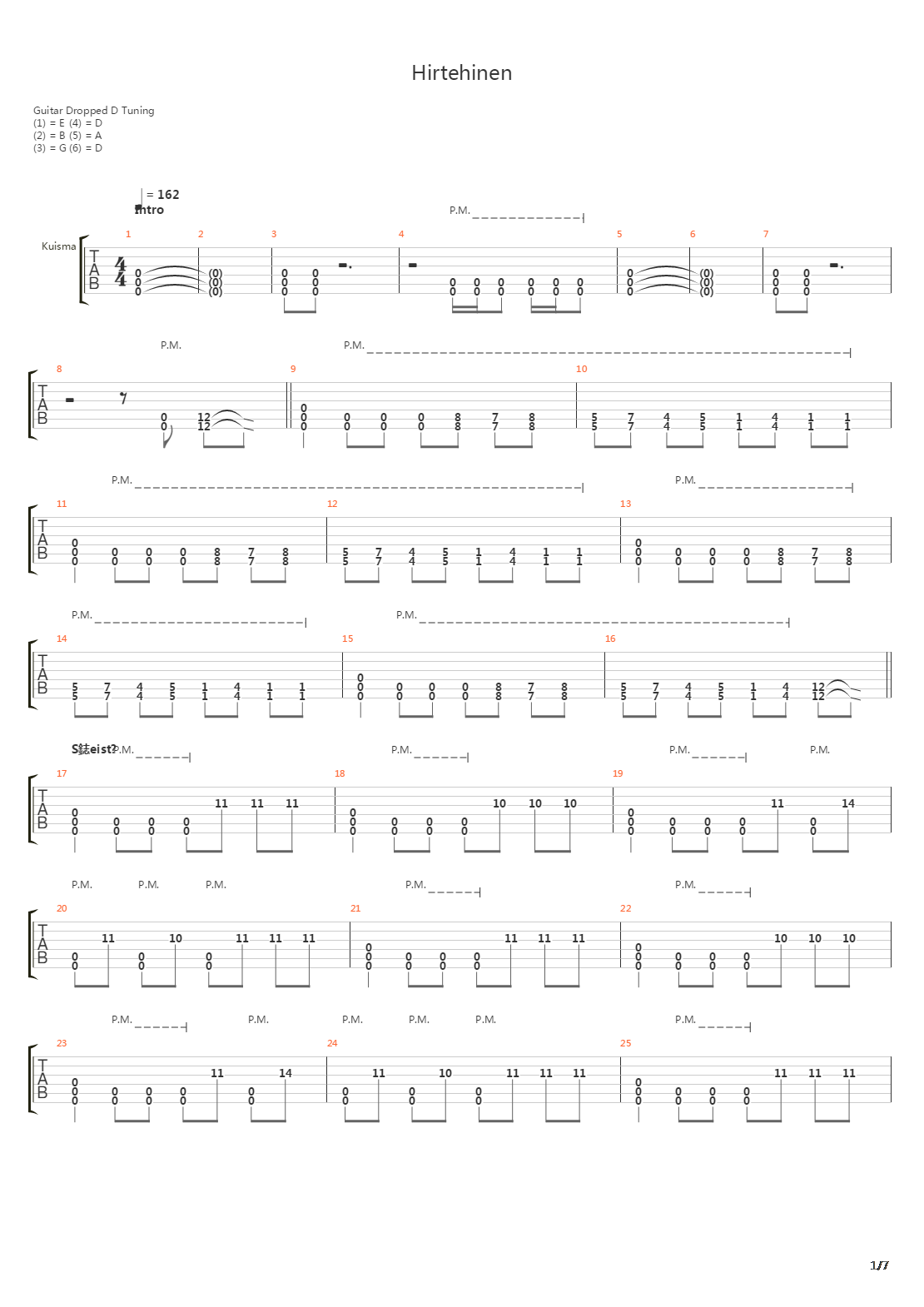 Hirtehinen吉他谱